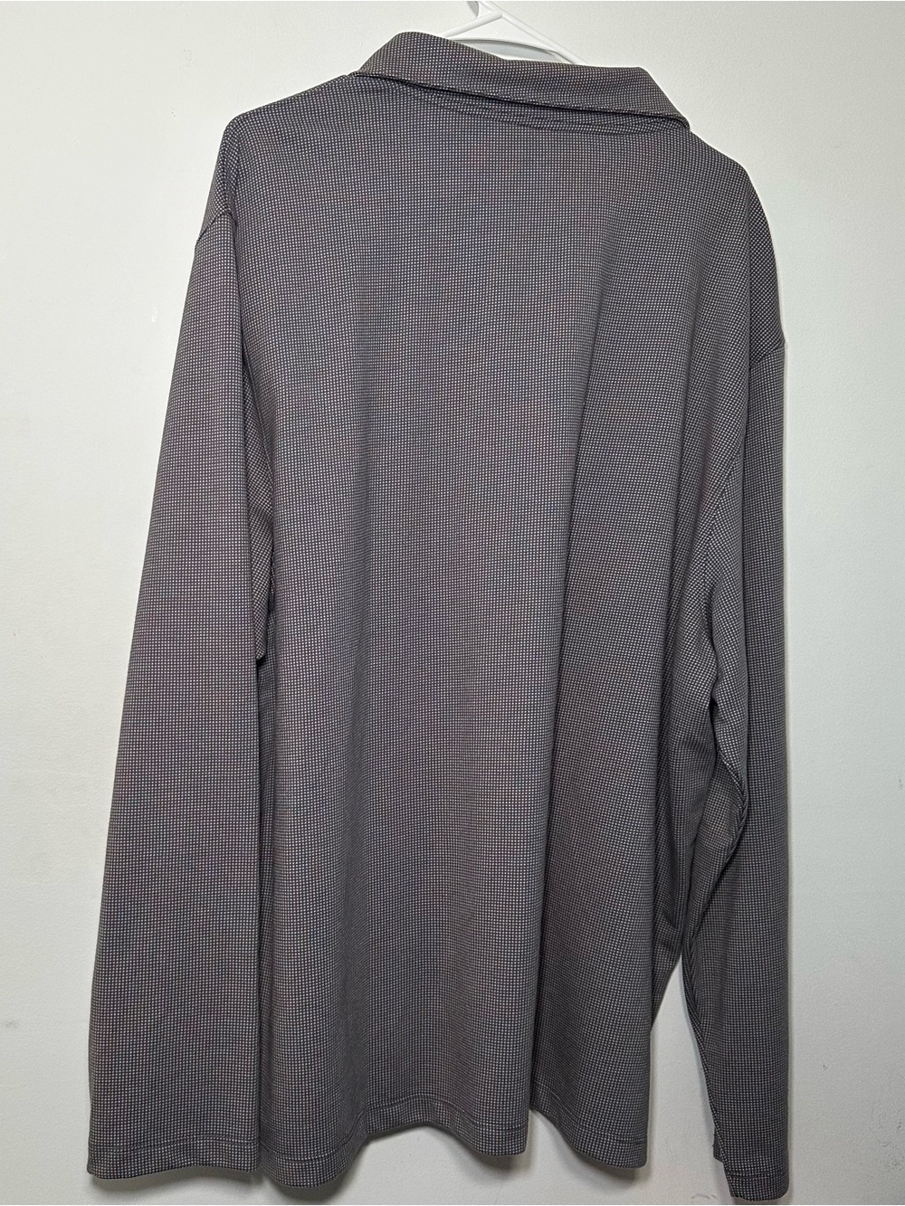 The Commons Men’s XXL Long Sleeve Knit Polo Shirt Blue Gray Micro Check Casual - Picture 10 of 13